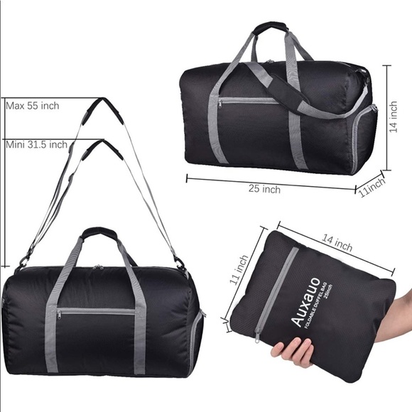 New 65L Travel Duffel Bag Foldable/Lightweight blk - Picture 1 of 16